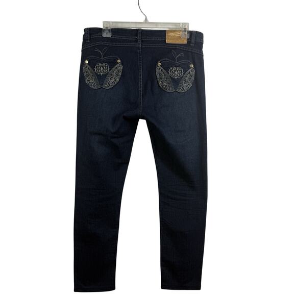 Vintage Y2K Apple Bottom Jeans 9/10 Tapered Leg Dark Wash Embroidered Nelly - Picture 1 of 12